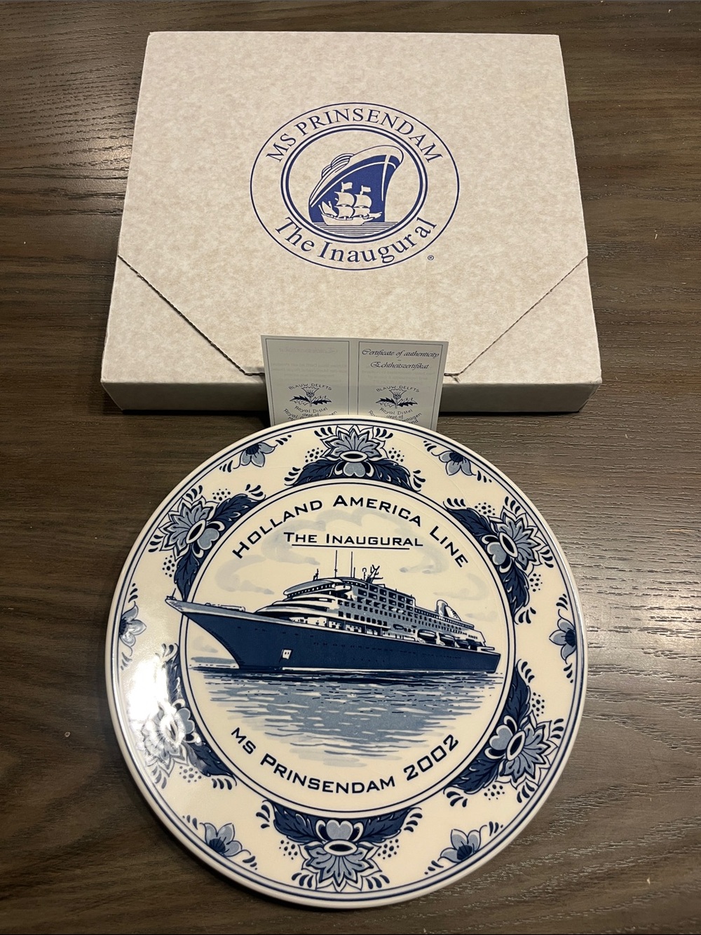Delft Blue - Holland America Line, The Inaugural, MS Prinsendam 2002 Plate.